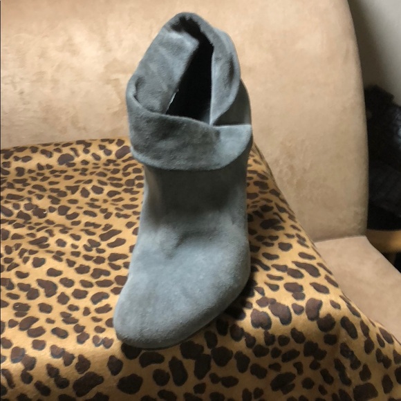 Gray suede Enzo booties with 3.5”heel worn Once 10 - Picture 6 of 7